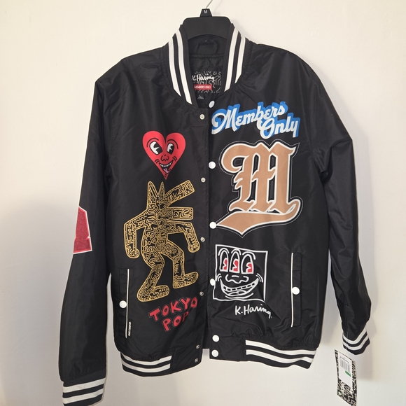 Members Only x Keith Haring size XL Andy Mouse Bomber Jacket Black. - Picture 2 of 13